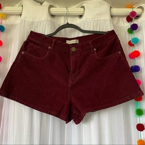 URBAN OUTFITTERS maroon corduroy size 10 shorts